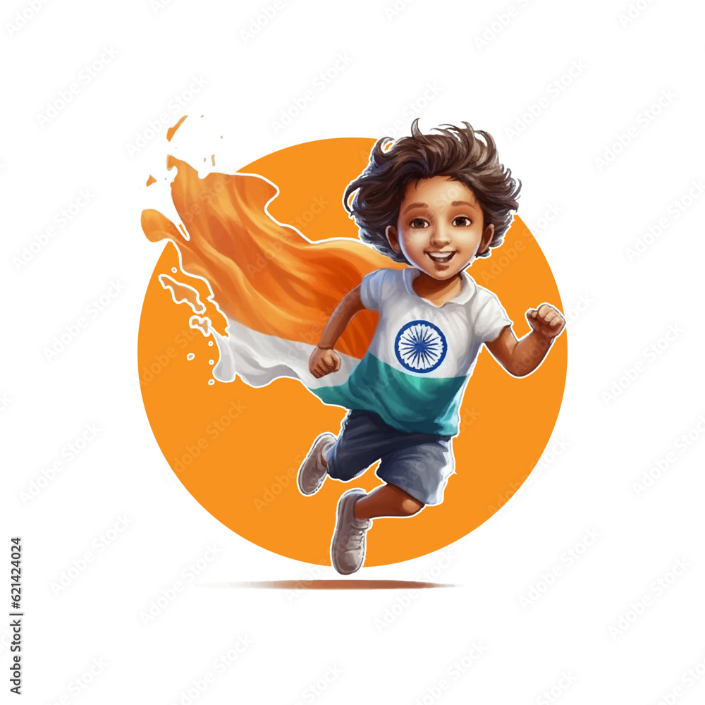 Independence Day India Boy With Indian Flag Vector Illustration Stock independence-day-india-boy-with-indian-flag-vector-illustration-stock