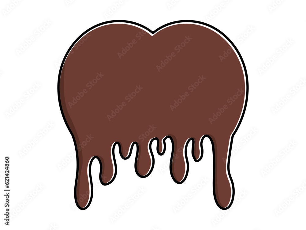 flat chocolate illustration, melted love chocolate flat chocolate illustration, melted love chocolate