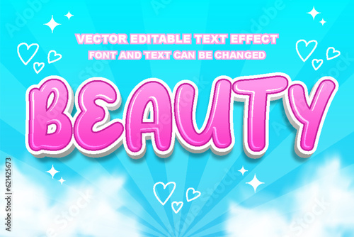 beauty girl pink feminine cute kawai collorful editable text effect font style template design background