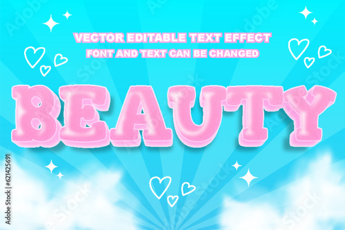 beauty girl cute kawai collorful pink feminine editable text effect font style template design background