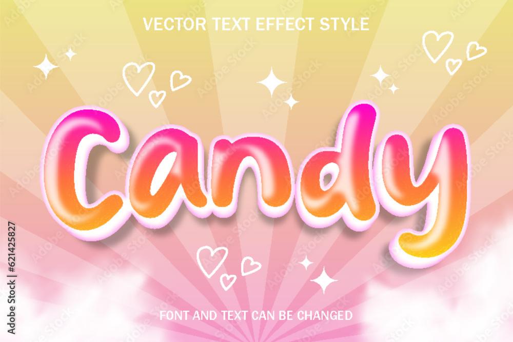 candy sweet cute kawai collorful pink feminine editable text effect font style template design background