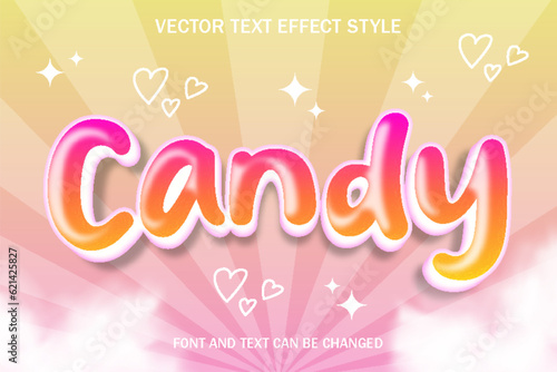candy sweet cute kawai collorful pink feminine editable text effect font style template design background