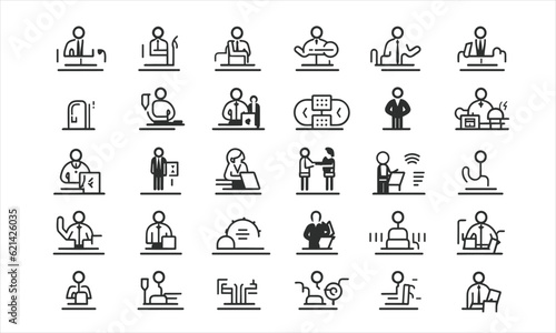 Business people line icons set. Businessman outlines icons collection.  workgroup, human resources,  partnership, meeting, Teamwork,  meeting, success, resume-stock