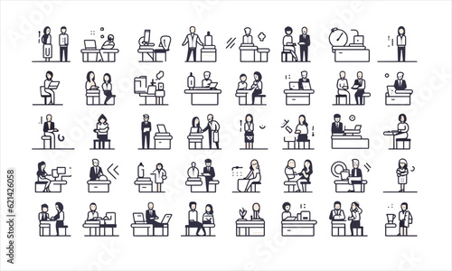 Business people line icons set. Businessman outlines icons collection.  workgroup, human resources,  partnership, meeting, Teamwork,  meeting, success, resume-stock