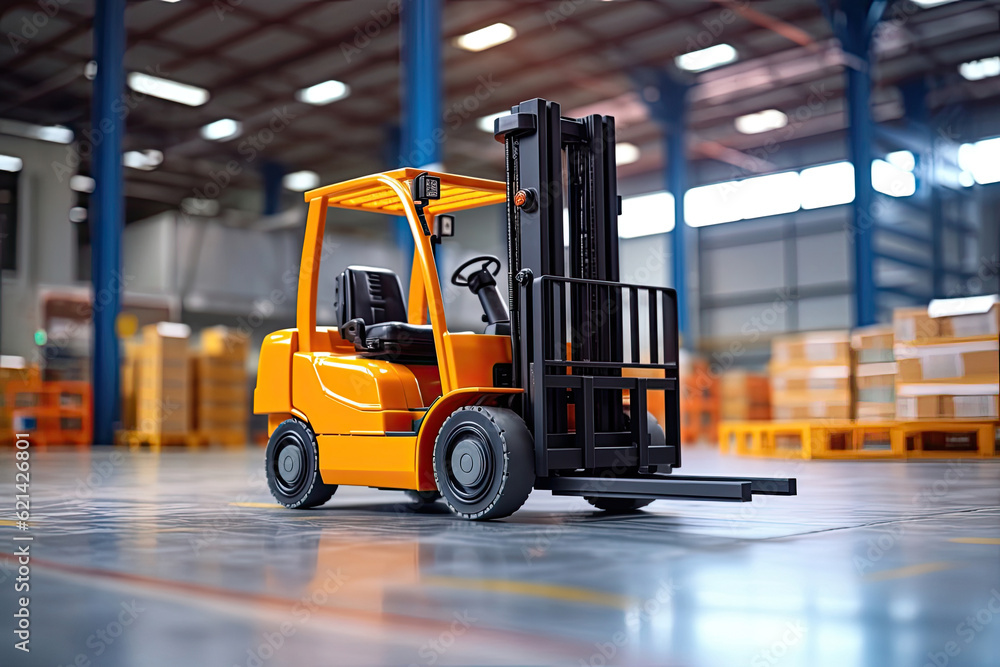 Forklift at warehouse, Generative AI Forklift at warehouse, Generative AI