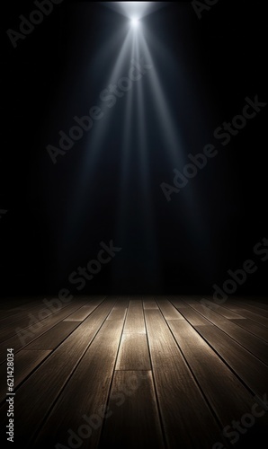 Empty dark stage with spotlight ad wooden floor © vectoraja