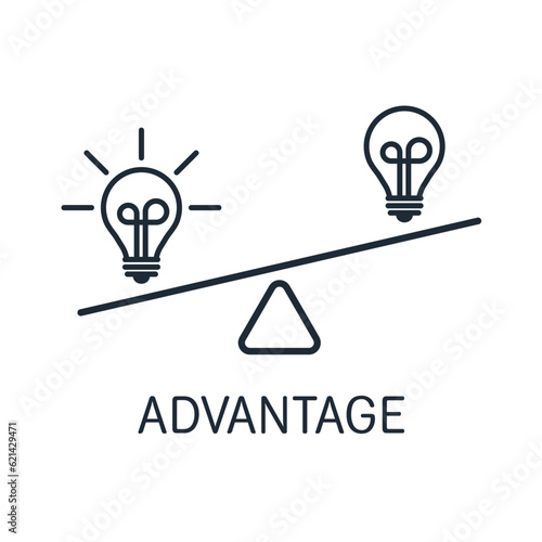 Advantage, the preponderance of one idea over another. Vector linear icon isolated on white background. photo