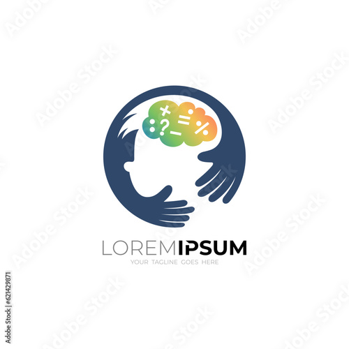 Children logo with brain design illustration, brain colorful