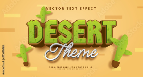 Desert theme editable vector text effect, with cactus ornament.