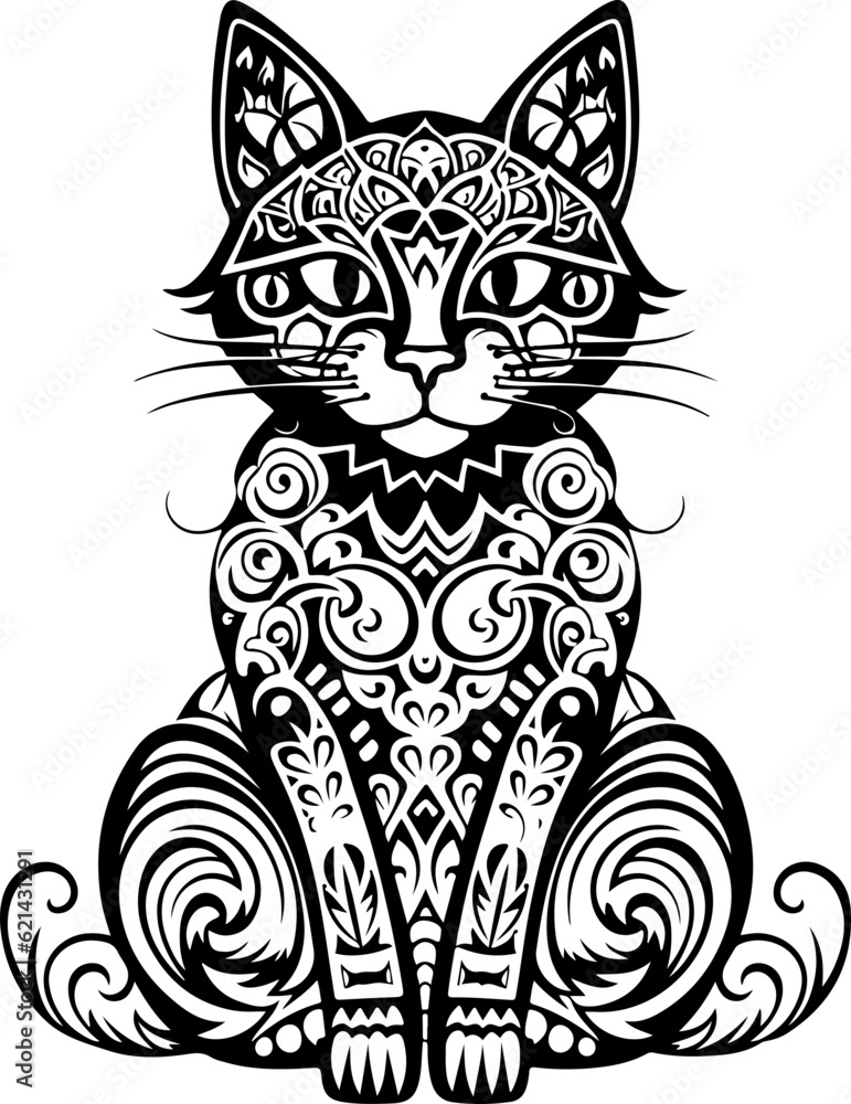 Vetor do Stock: Cat Mandala SVG, cat silhouette svg, cat svg, cat face ...