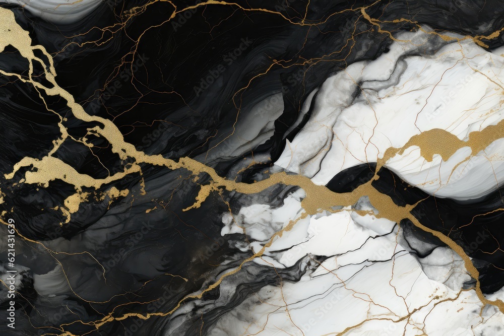 Black gold white marble texture background