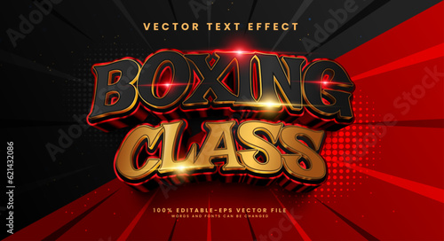 Photo Boxing class editable vector text effect, with with a luxurious red color