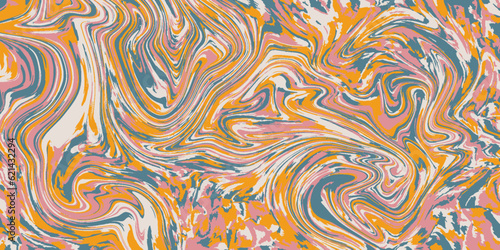 Abstract image of various colors of acrylic paint mixed together using a paint pouring technique. Liquid marble background surface texture concept.