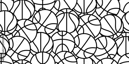 black white basketball seamless pattern
