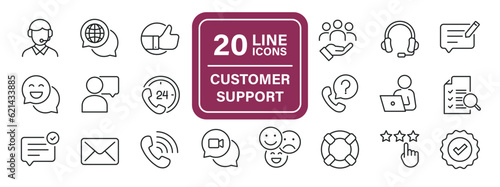 Print op canvas Customer support line icons