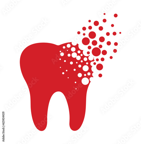 Dispersing tooth icon. Vector Illustrator.