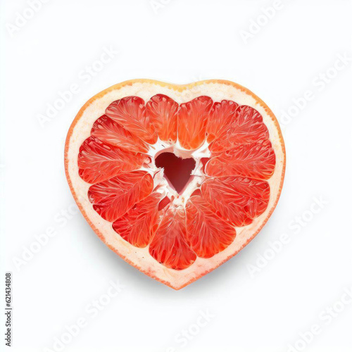 "Citrus Affection: Grapefruit Forming a Heart Shape", Generative AI