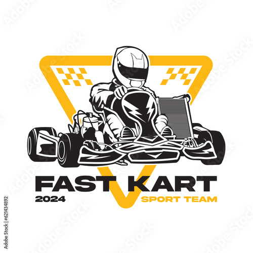 Go Kart racing vector illustration in colorful design, good for event logo also t shirt and racing team logo