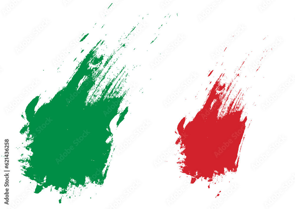 Green, white and red paint splashes