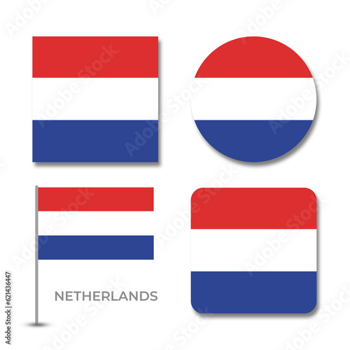 netherlands flag set design illustration template file format png transparent, national flag set design template illustration vector design with shadow