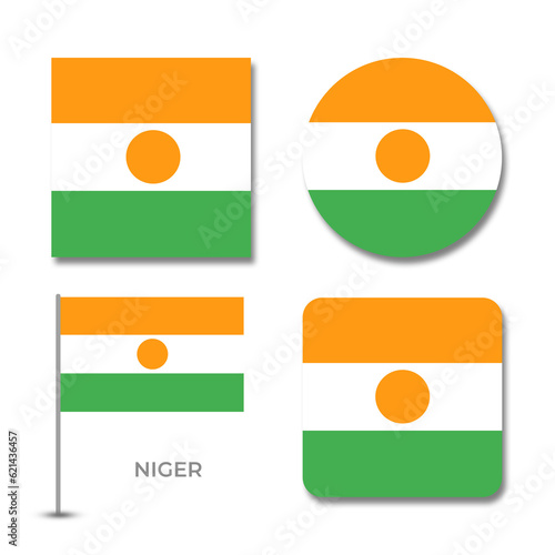 Free Download niger flag set design illustration template file format png transparent, national flag set design template illustration vector design with shadow - GFXLoad