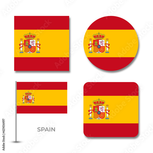 Free Download spain flag set design illustration template file format png transparent, national flag set design template illustration vector design with shadow - GFXLoad