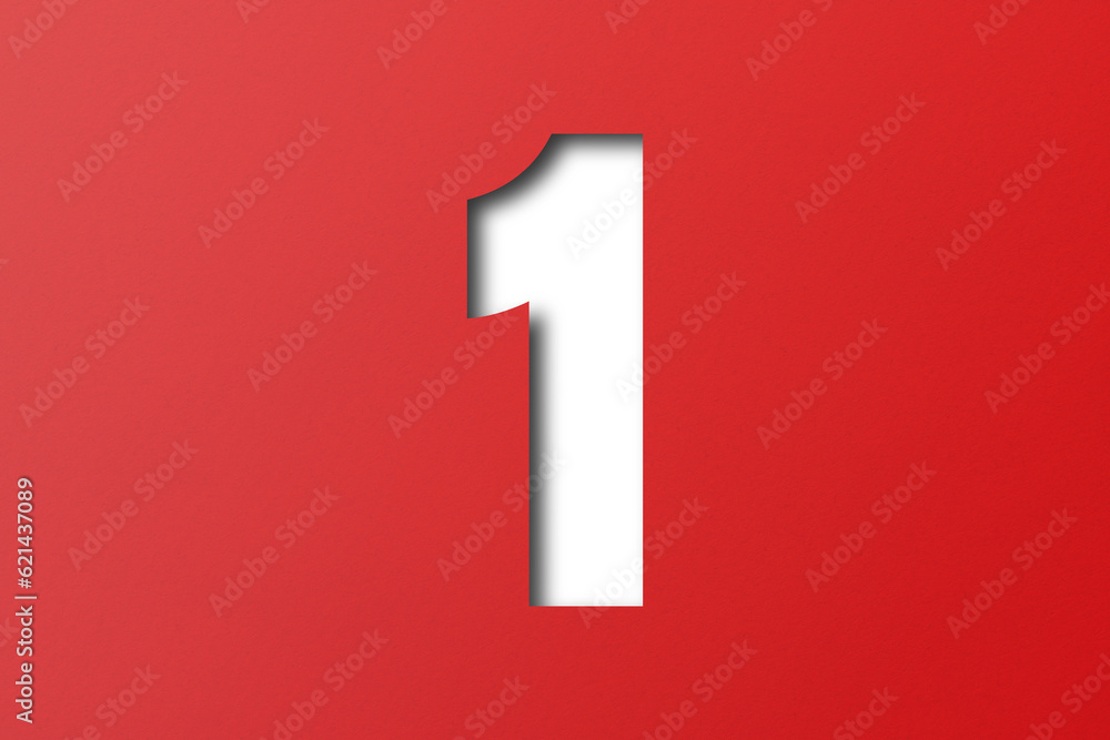 number cut paper 1 isolated red on transparent background number cut paper 1 isolated red on transparent background