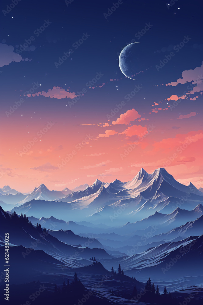 Sky with a mountain in the background. AI generative Sky with a mountain in the background. AI generative