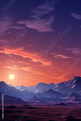 Sky with a mountain in the background. AI generative © SANGHYUN