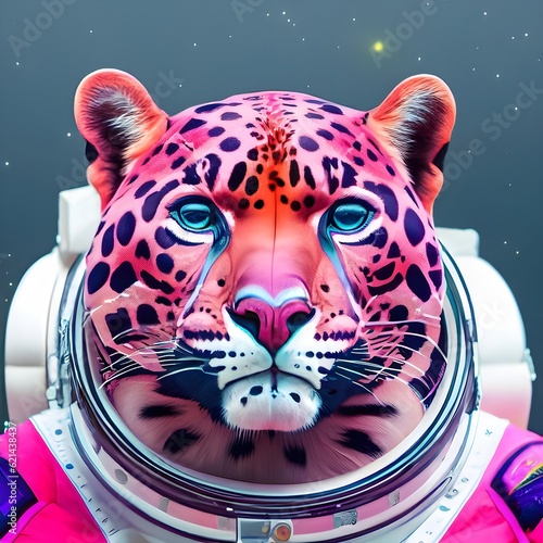 Wallpaper of a Panther in a astronot suit ,jaguar, wildlife, predator  photo