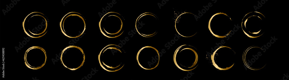 Round decorative brash gold circle line sketch set Round decorative brash gold circle line sketch set