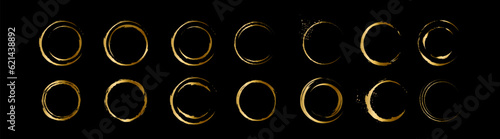 Round decorative brash gold circle line sketch set 