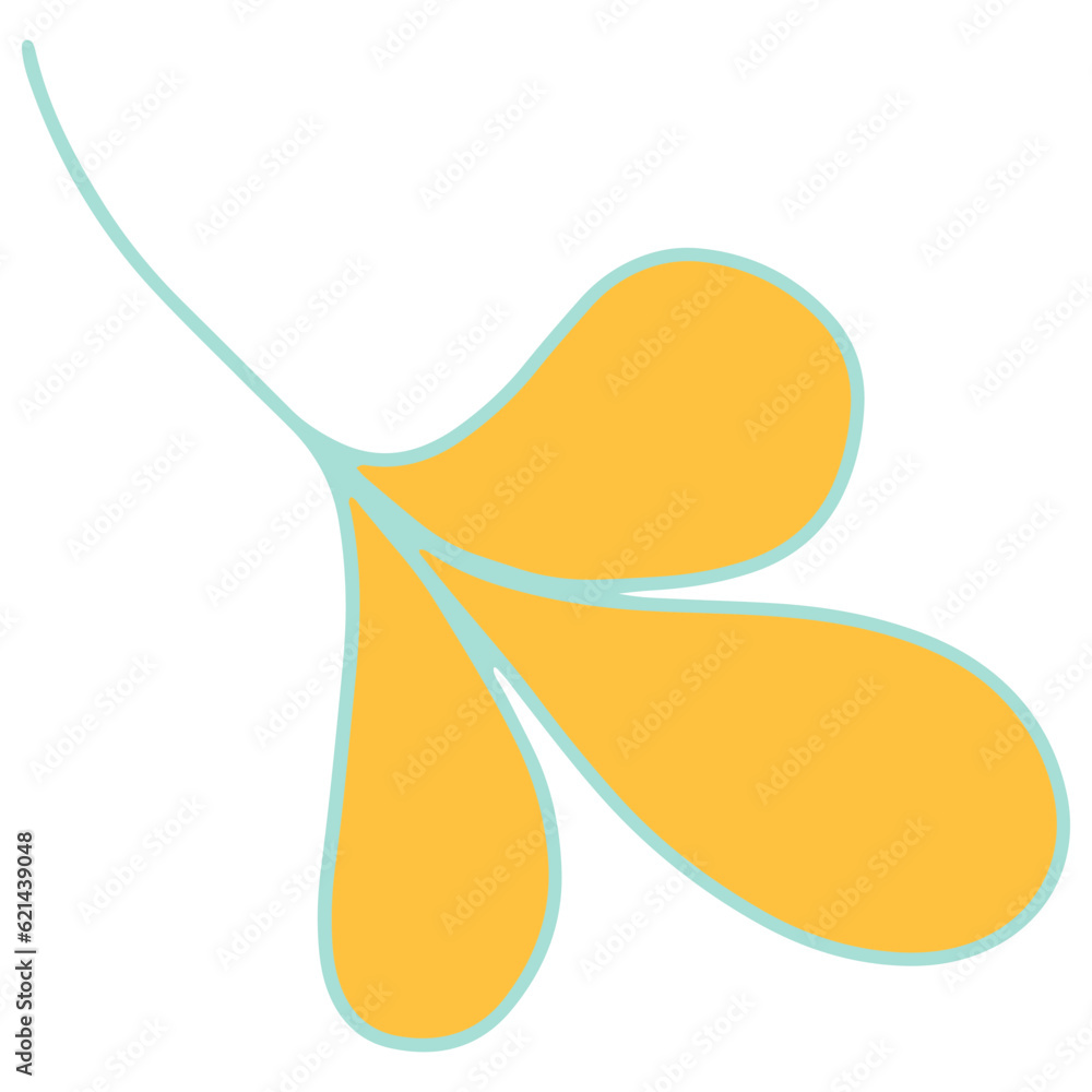 Colorful Vector Leaf Illustration on White Background. Hand Drawn Leaf Isolated on White Background.