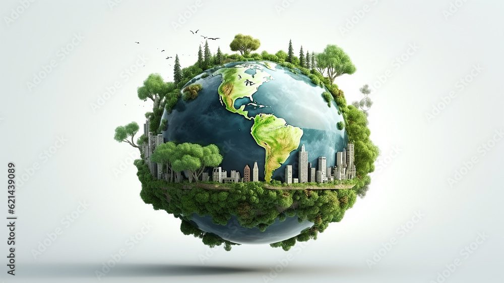 world concept And the environment, living things, save the world, save nature on a white background. generative AI world concept And the environment, living things, save the world, save nature on a white background. generative AI