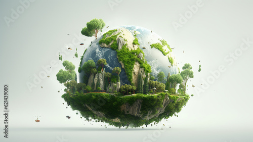 Fototapeta Naklejka Na Ścianę i Meble -  world concept And the environment, living things, save the world, save nature on a white background. generative AI