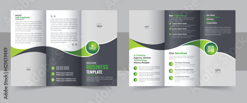 Creative trifold brochure template design with minimalist layout and modern concept use for business catalog and profile