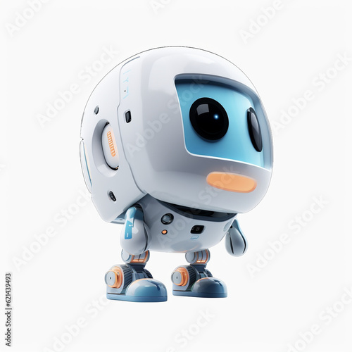 Isolated Mini Droid Robot Character Robotic Assistance Technology Artificial Intelligence 3D Bot Machine © boglyph