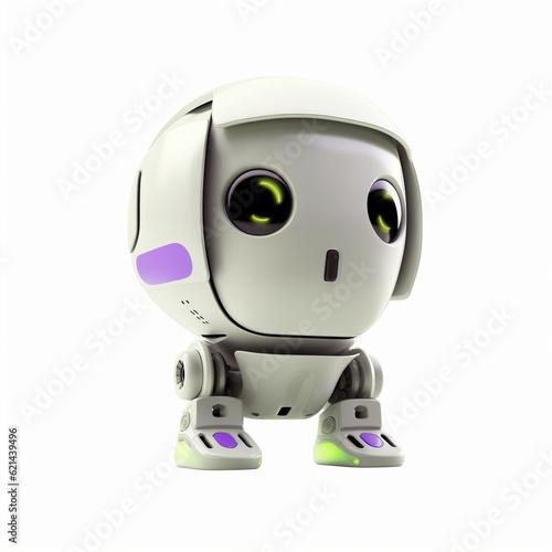 Isolated Mini Droid Robot Character Robotic Assistance Technology Artificial Intelligence 3D Bot Machine
