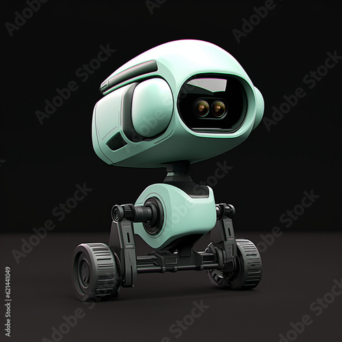 Isolated Mini Droid Robot Character Robotic Assistance Technology Artificial Intelligence 3D Bot Machine  © boglyph