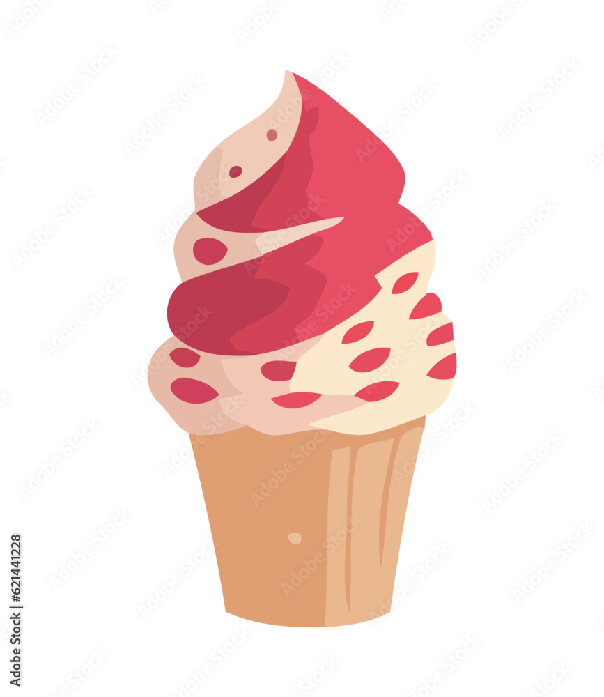 Cute cupcake with strawberry icing Cute cupcake with strawberry icing