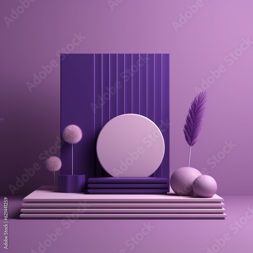 Minimalist 3d Product Renderings On Violet Background photo