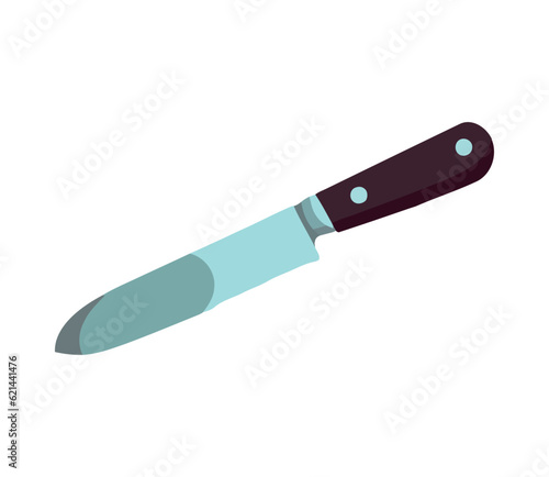 Sharp steel blade, handle, illustration isolated