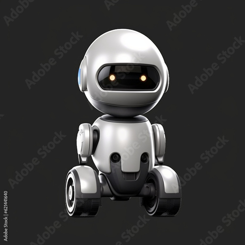 Isolated Mini Droid Robot Character Robotic Assistance Technology Artificial Intelligence 3D Bot Machine 