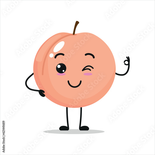 Cute happy peach character Fototapeta