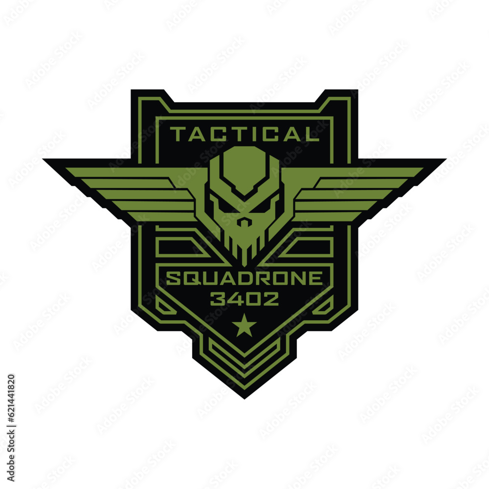 Tactical military skull squadron logo