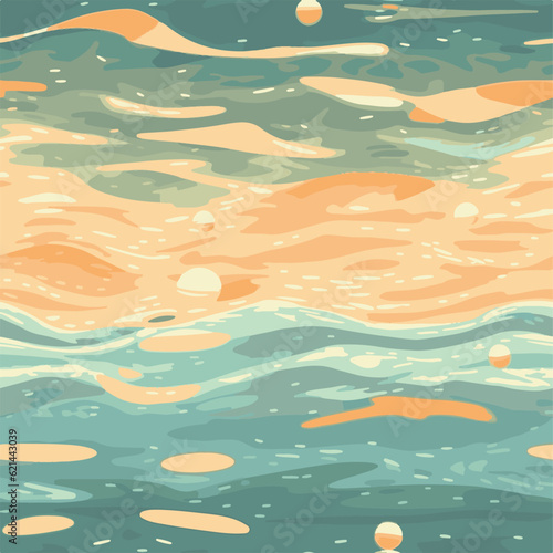 Abstract illustration of sea and cloud at evening for seamless pattern