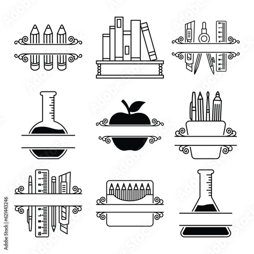 set of teacher split monogram