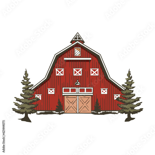 Winter Wedding Barn Vector 