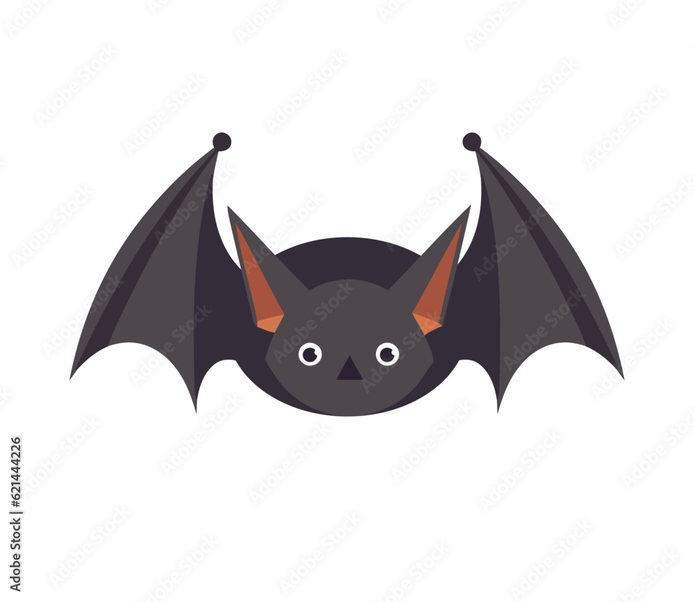 Fototapeta premium Spooky Halloween night, cute bat flying isolated