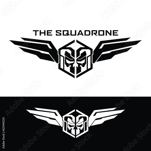 Skull Wings Logo. squadrone tactical skull and wings logo design